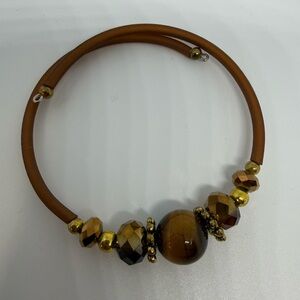 Tiger’s Eye & Brown Glass Silicone Bracelet